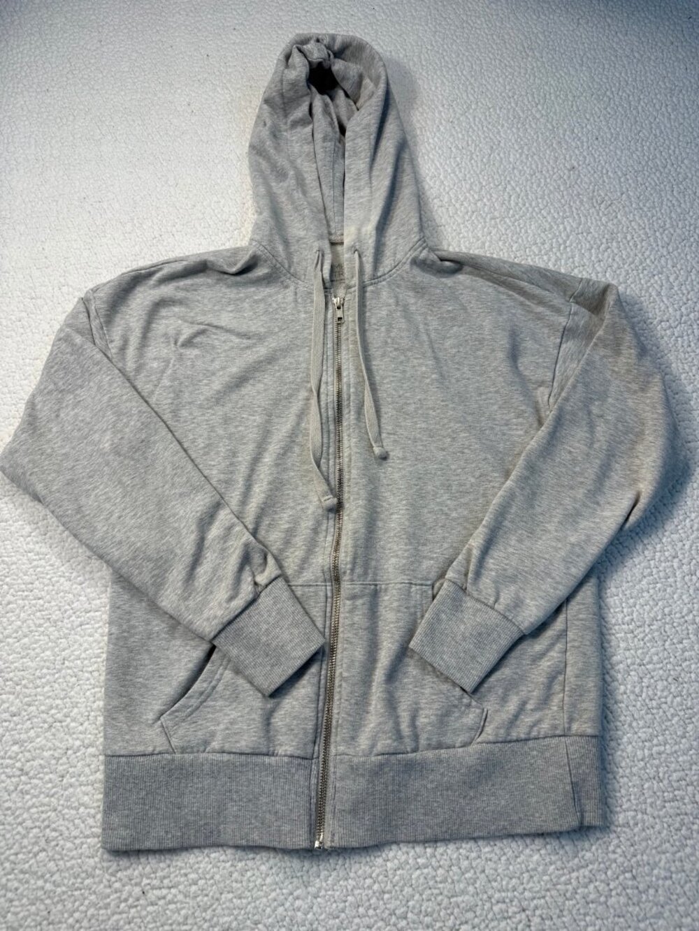 Time and Tru Hoodie Womens S Heather Gray Full Zip Fleece Kangaroo Pocket